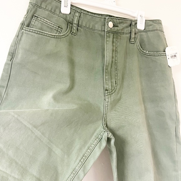 Altar'd State Olive Green Distressed Cropped Wide-Leg Jeans - Picture 5 of 12